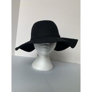 BCBGeneration Black Fedora Hat O/S Wide Brim Floppy Hat Adjustable Fit